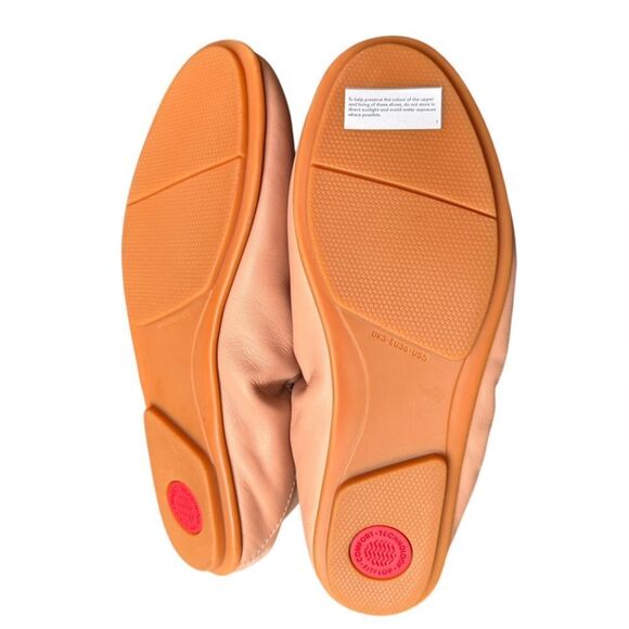 Fitflop Allegro Fold Down Back Ballerinas Beige Leather 5 NWT - Picture 6 of 7
